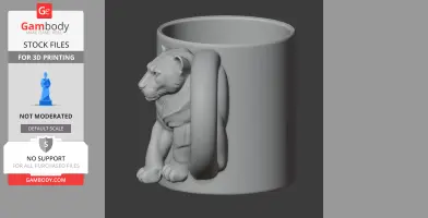 A 3D model of a mug with a panther-shaped wall hook integrated as the handle.
