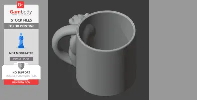 A 3D model of a mug with a panther-shaped wall hook as the handle.