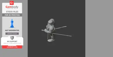 A 3D model of a cloaked figure with a sword and scabbard, designed for 3D printing.