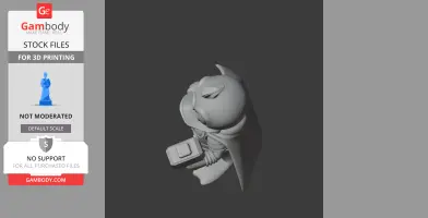 A 3D model of a duck character dressed as a superhero with a cape and hammer.