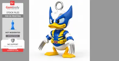 Donald Duck Wolverine Ring Figure - Mashup Figure STL