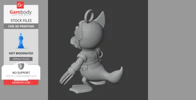 Donald Duck Wolverine Ring Figure - Mashup Figure STL