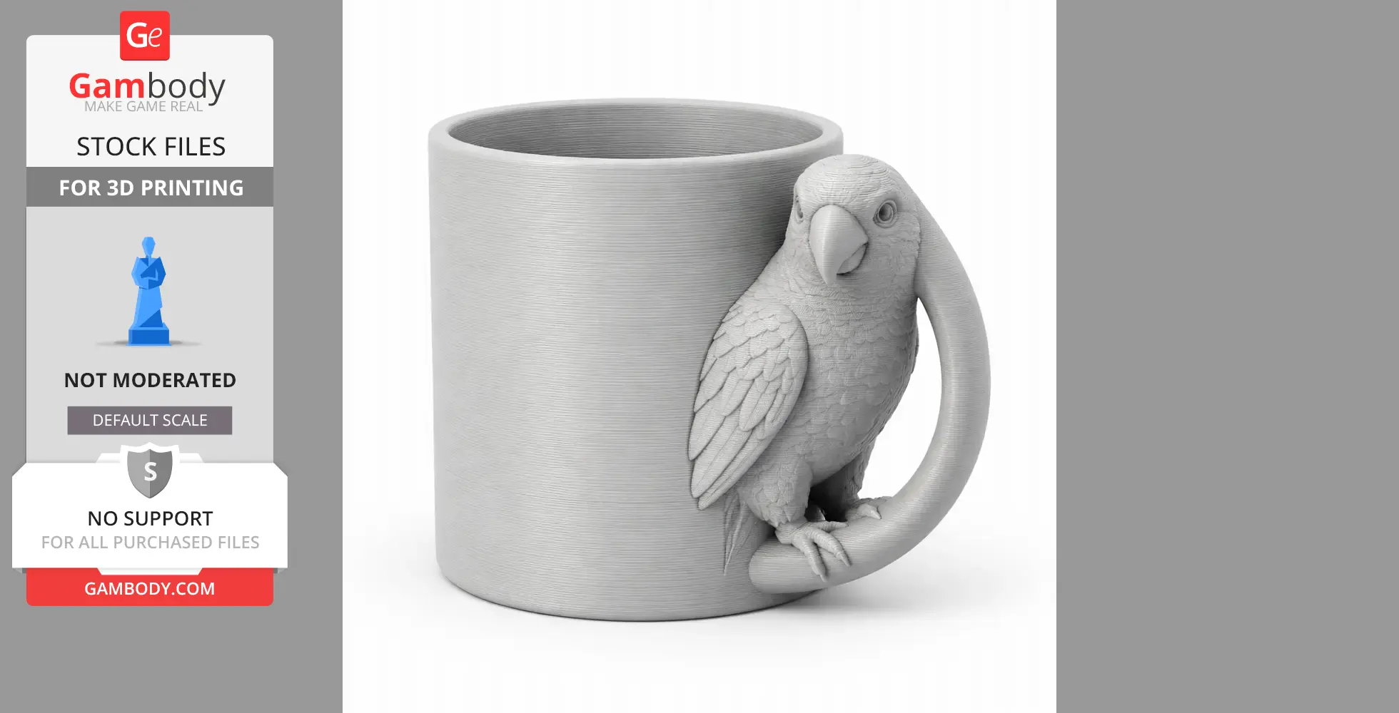 Parrot Mug - Animal Wall Hook STL