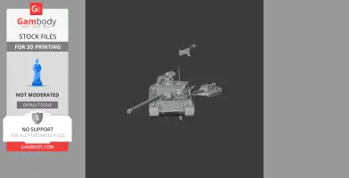 3D model of an AMX-30E tank with detailed turret and barrel, suitable for 3D printing.
