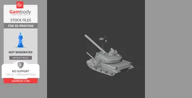 3D model of an AMX-30E tank with detailed turret and barrel for 3D printing.
