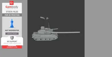 3D model of the AMX-30E tank with intricate turret and cannon details for printing.