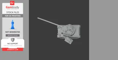 3D model of AMX-30E tank for printing, showing details of turret and barrel.