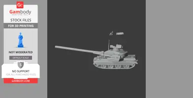 3D printable model of the AMX-30E tank, showcasing detailed design and long barrel.
