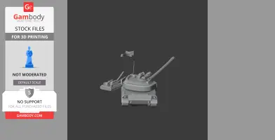 3D model of an AMX-30E tank with details for 3D printing, viewed from the front.