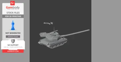 3D model of an AMX-30E tank, detailed with turret, gun, and tracks, suitable for 3D printing.