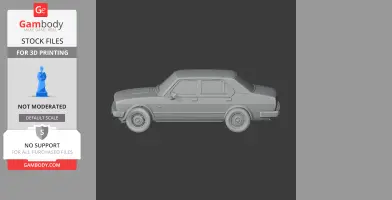 3D model of an Alfa Romeo Alfetta car, side view, ready for 3D printing.