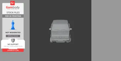 Front view of a 3D model of a classic car for 3D printing, featuring a streamlined design.