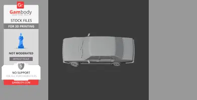 Top view of 3D model of a classic Alfa Romeo car for 3D printing, smoothed edges and fine detail.