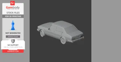 3D model of a classic Alfa Romeo Alfetta, ready for 3D printing, shown in a rear-side view.