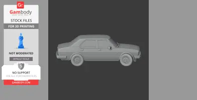 3D model of an Alfa Romeo Alfetta car, side view, ready for 3D printing from Gambody.