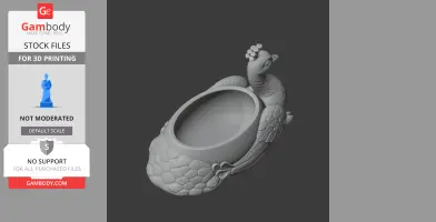 3D model of a peacock-shaped bowl with textured feathers and a detailed head.