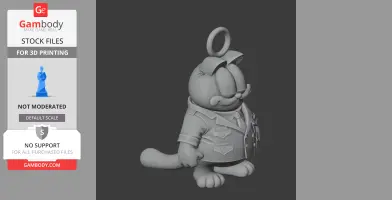 Garfield in a detective outfit with a ring on top, styled as a 3D print figurine.