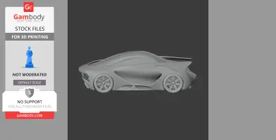 3D model of a sleek, futuristic Alfa Romeo BAT car for printing. Side view in gray.