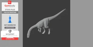 3D model of a Nanyangosaurus dinosaur with a long tail and neck, poised for 3D printing.