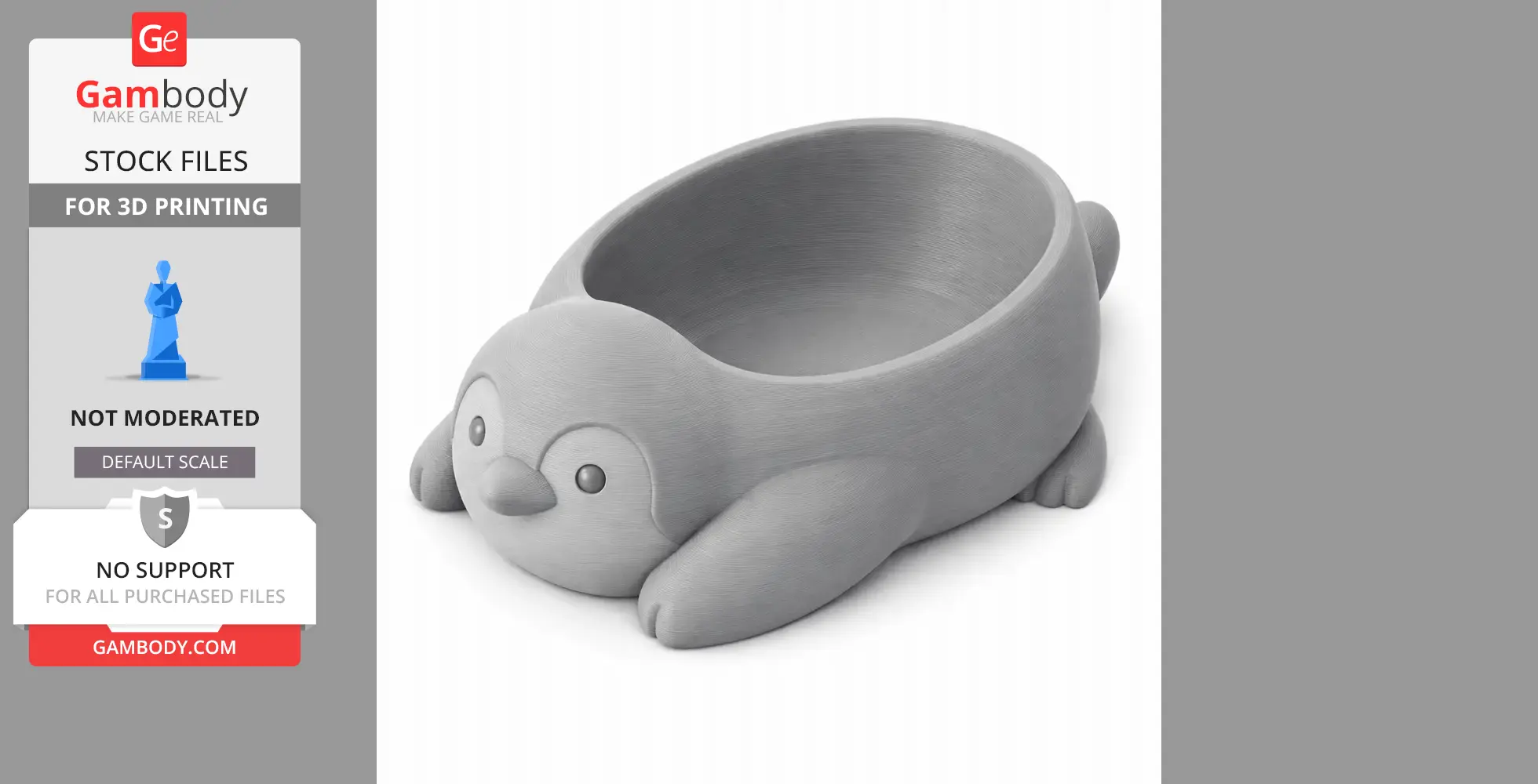 Penguin Bowl - Animal Wall Hook STL
