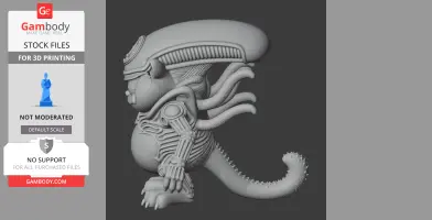 Garfield Alien Xenomorph Ring Figure - Mashup Figure STL