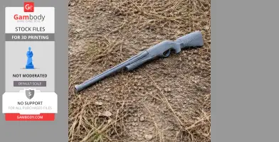 A 3D-printed replica of a Benelli Vinci gun prop lying on dry grass and soil.