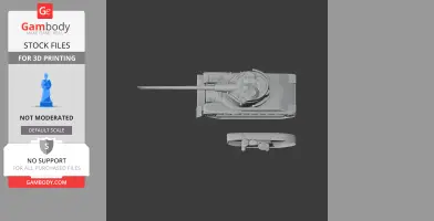 Top and side view of detailed 3D model of AMX-50 tank for 3D printing.