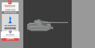 Detailed AMX-50 tank 3D model for printing, side view with visible turret and tracks.