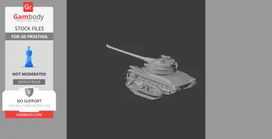 3D model of an AMX-50 tank featuring detailed tracks and a long barrel, intended for 3D printing.