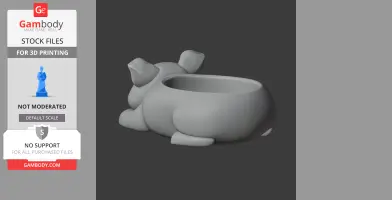 3D model of a pig-shaped bowl with legs and ears, designed to be a wall hook.