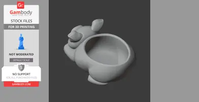 3D model of a pig-shaped wall hook bowl designed for 3D printing.
