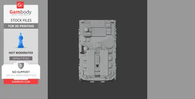 Top view of a detailed anti-tank missile carrier 3D model, showing complex surface features.