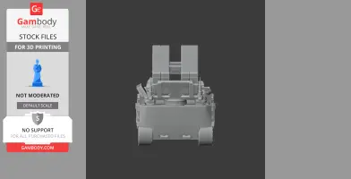 Front view of a 3D-printed anti-tank missile carrier with dual launch tubes on a tracked base.