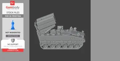 A 3D model of an anti-tank missile carrier with tracks and an elevated missile launcher.
