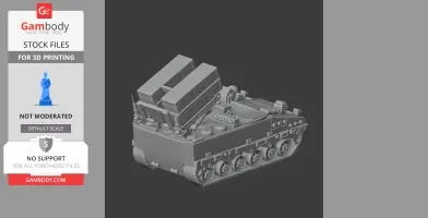 A 3D model of an anti-tank missile carrier with detailed tracks and missile launchers on top.