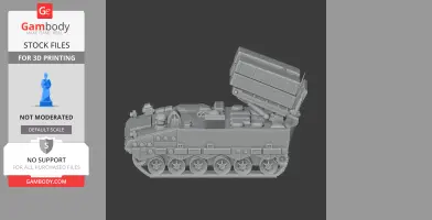 A detailed 3D model of an anti-tank missile carrier with raised missile launcher for 3D printing.