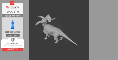 3D model of a Nasutoceratops dinosaur with distinctive horns and frill, for printing.