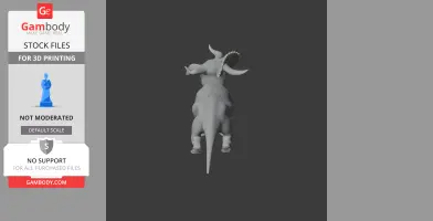 3D model of a Nasutoceratops dinosaur, viewed from the back, for 3D printing.