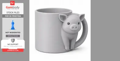 Pig Mug - Animal Wall Hook STL