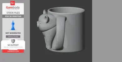 Pig Mug - Animal Wall Hook STL