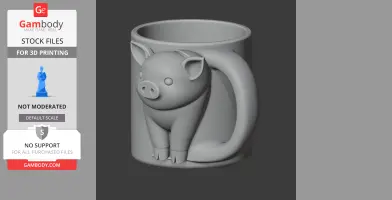 Pig Mug - Animal Wall Hook STL