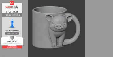 Pig Mug - Animal Wall Hook STL