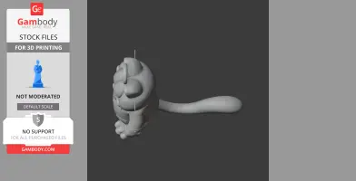 A 3D model of a cartoonish character with a tail, designed for 3D printing.