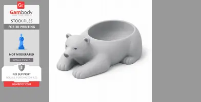 Polar Bear Bowl - Animal Wall Hook STL