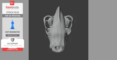 3D model of a brown hyena skull, viewed from above, for 3D printing use.