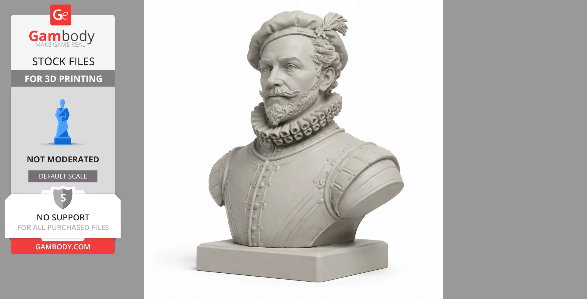 Francis Drake Bust - Historical Warrior STL