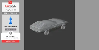 3D model of a vintage Alfa Romeo Caimano car, side and rear view, ready for 3D printing.