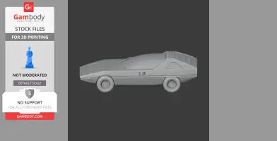 A sleek 3D model of the Alfa Romeo Caimano car, designed for 3D printing, in side profile.