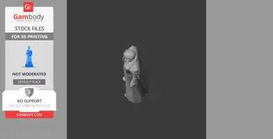 A detailed 3D model of a cloaked character with detailed armor and boots, viewed from above.