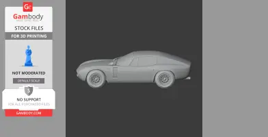 3D model of Alfa Romeo Canguro car, side view, designed for 3D printing.